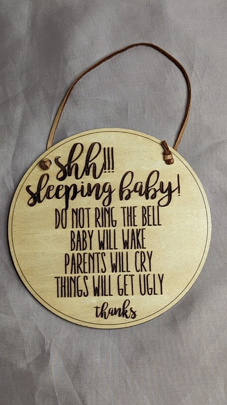 Shhh Baby Sleeping Sign Wooden Round Front Door